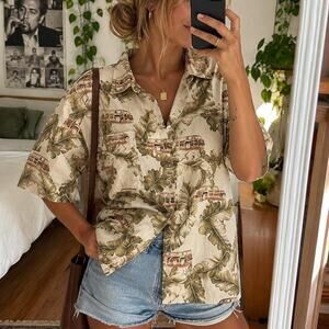 Pendleton Woody Wagon Tropical Print Shirt XL 100% Cotton Hawaiian Button Up